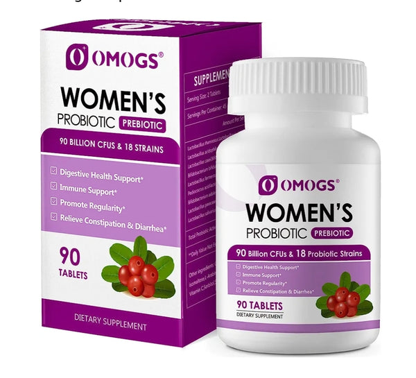 Women's Probiotic,with Cranberry Extract and Organic Prebiotics,90 Billion CFUs,18 Strains,Help for Boost Immune,Digestive, Gut and Women's Health,Gluten Dairy Yeast & Soy Free, 90 Tablets