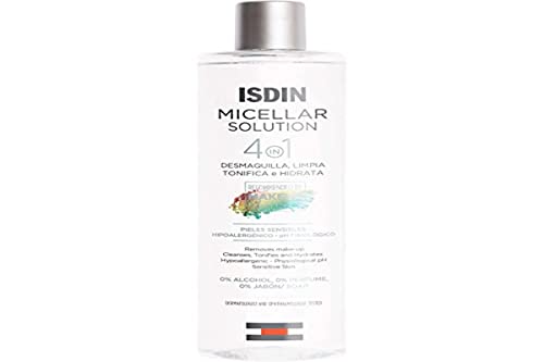 ISDIN Micellar Solution, 4 in 1 Makeup Remover, Cleanser, Hydrating Toner - Suitable for Sensitive Skin, 13.5 Fl. Oz