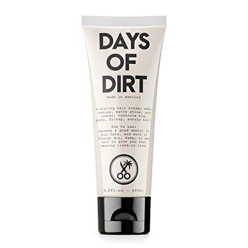 California Born Days of Dirt Hair Styling Cream - Hair Grooming Cream for Dry, Fluffy, Frizzy, Clean Lived-in Look - Styling Cream for No-Hold, Texture & Shine - Made in USA, 6.8fl oz