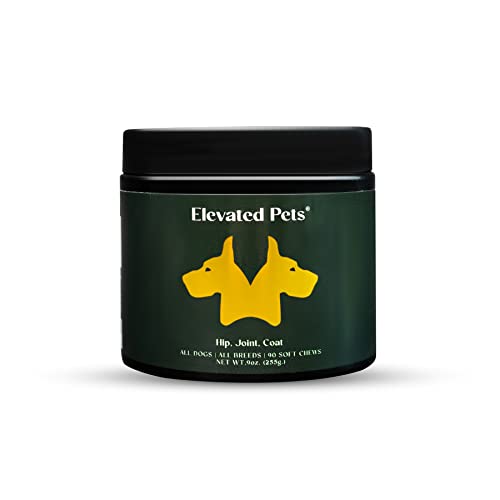 Elevated Pets Omega 3 Fish Oil Treats + MSM + Glucosamine + Chondroitin + EPA + DHA Anti-Inflammatory Hip & Joint, Coat Support Supplement for Dogs