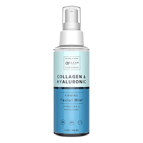 Clear Beauty Hyaluronic Acid & Collagen Face Mist - Moisturizes & Hydrates Skin & Calms Redness, Balancing & Toning Facial Mist Spray - Cruelty Free Korean Skincare for All Skin Types - 4 OZ