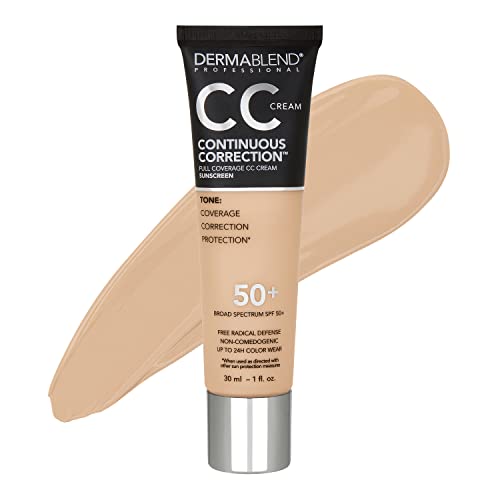 Dermablend Continuous Correction Tone-Evening CC Cream Foundation SPF 50+, Full Coverage Foundation Makeup & Color Corrector, Non-Comedogenic