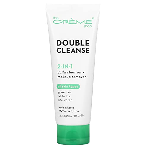 The Crème Shop Korean Skincare | Green Tea Double Face Wash, Brightening, Acne Treatment, Redness, Cleansing Pore - Oily, Dry, Sensitive Skin | Organic & Natural Makeup remover, Facial cleanser