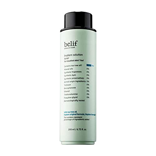 belif Problem Solution Toner | Facial Toner for Acne-Prone & Oily Skin | Antioxidants & Tea Tree Oil Soothes Blemishes & Prevents Future Breakouts | Sensitive Skin Toner for Women & Men | 6.75 Fl Oz