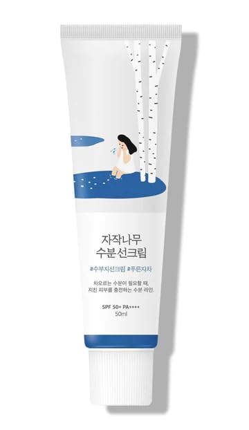 ROUND LAB Birch Juice Moisturizing Sunscreen 50mL SPF50+ PA++++, No White Cast, Strong UV Protection, Moist Essence Type, Ocean Friendly-Reef Safe