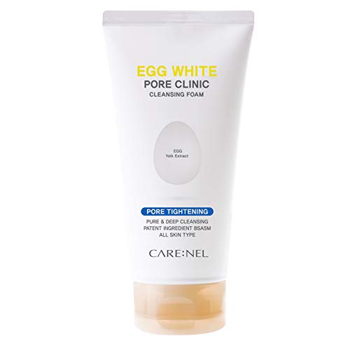 Korean Face Wash Foaming Facial Cleanser - Egg White Pore Clinic - K Beauty Skin Care Clean & Clear wipes Oil Moisturizer - Acne Cleaning Treatment for sensitive oily for Women, men