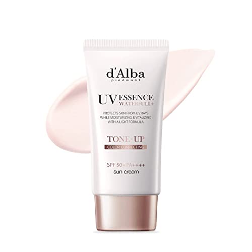 d'Alba Italian White Truffle Waterfull Tone-up Sunscreen, pure and Vegan hybrid pink tinted moisturizer, glow and brightening sunscreen, gentle and safe use sunscreen