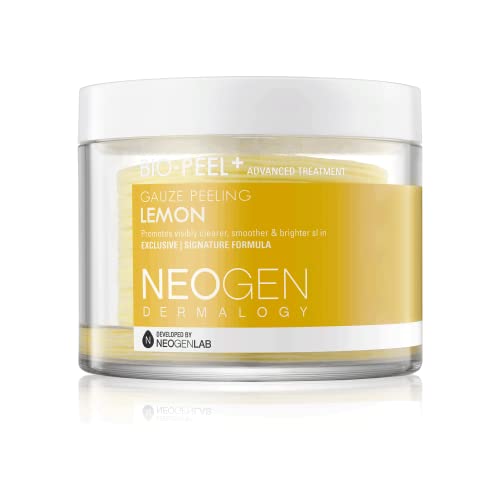 DERMALOGY by NEOGENLAB Bio-Peel Gauze Peeling Pads (Lemon, 30 pads) - Exfoliating & Brightening Peeling Pad with PHA & Lemon & Lemongrass - Korean Skin Care