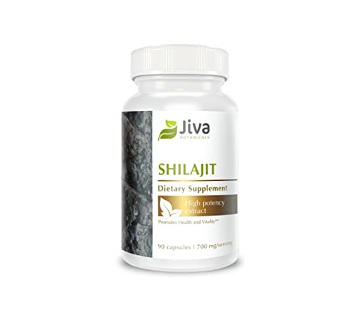 Jiva Botanicals - Shilajit Capsules Filled with Shilajit Powder - Natural Shilajit Extract- Himalayan Shilajit - Raw Fulvic Acid Supplement, an Alternative to Shilajit Tablets - 90 Vegetable Capsule