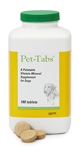 Pet-Tabs Multivitamin and Mineral Supplement for Dogs with Special Nutritional Needs, Chewable Tablet, 180 Count Bottle