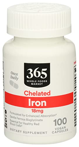 365 by Whole Foods Market, Iron Chelated 18Mg, 100 Veg Capsules