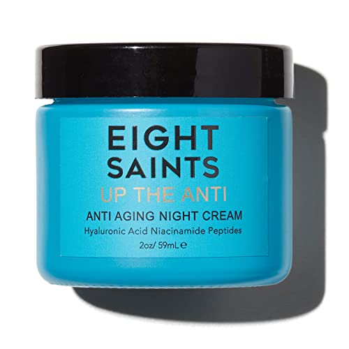 Eight Saints Up the Anti Night Cream Face Moisturizer to Reduce Fine Lines and Wrinkles, Natural and Organic Anti Aging Cream For Face with Niacinamide and Hyaluronic Acid, 2 Ounces