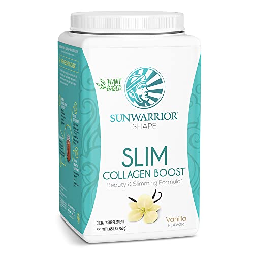 Sunwarrior Slim Collagen Peptides Powder with Vitamin C & Biotin Gluten Free Keto Collagen Protein Powder for Nail Hair Skin Support | Organic Shape Slim Collagen Boost Vanilla 750 Gram 30 SRV