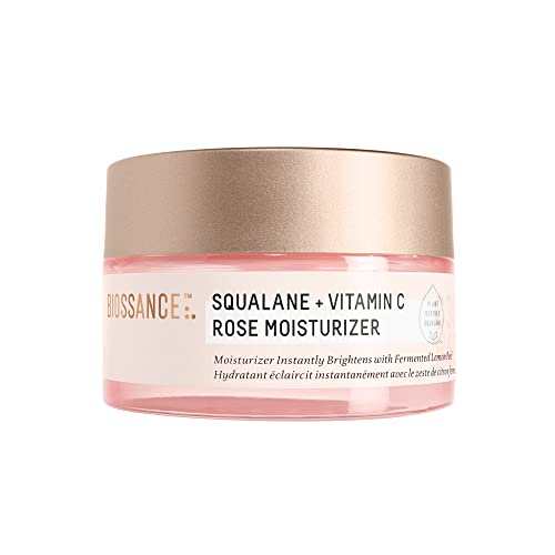 BIOSSANCE Squalane + Vitamin C Rose Moisturizer. Antioxidant-Rich Daily Moisturizer to Boost Radiance, Even Skin Tone and Smooth Fine Lines and Wrinkles (1.69 fl oz)