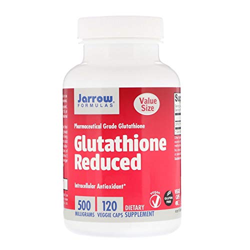 Jarrow Formulas Glutathione Reduced 500 mg - Pharmaceutical Grade Glutathione - Intracellular Antioxidant - Dietary Supplement - Bolsters Regeneration of Vitamin C & E 120 Servings(PACKAGING MAY VARY)