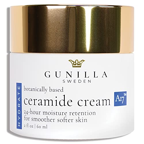 GUNILLA Ceramide Cream A17 - Concentrated 24-Hour Anti-Aging Moisturizer - 17 Actives & Botanicals - Plump, Soften & Help Reduce Fine Lines & Wrinkles. Natural - Vegan (2 oz)