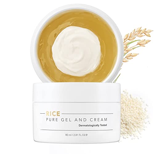 THANKYOU FARMER Rice Pure Gel and Cream 2.81 fl.oz (80ml), Nourishing & Brightening Cream, Exclusive Korean Rice Extracts, Korean Night Cream Moisturizer for Face, Korean Moisturizer for Dry Skin, Fragrance-Free