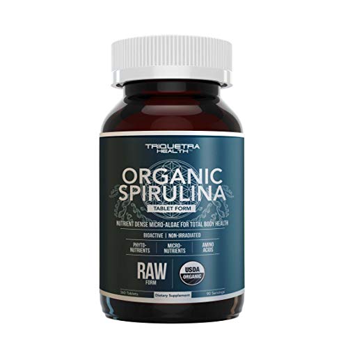 Organic Spirulina Tablets (360 Tablets) - Made with Parry® Spirulina, The Best Spirulina in The World, Highest Nutrient Density - Non-Irradiated, 4 Organic Certifications (90 Servings)