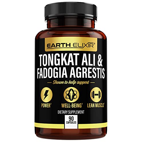 Earth Elixir Fadogia Agrestis 600mg and Tongkat Ali 500mg Supplements (90 Capsules) - Zero Fillers – Gluten Free - Long Jack Nootropics