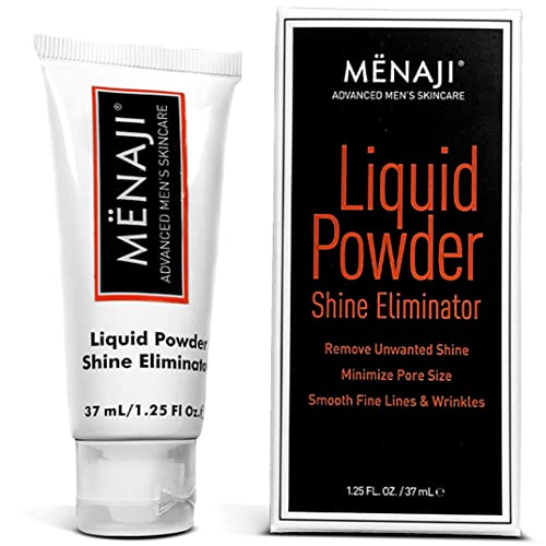 Mënaji Liquid Powder Shine Eliminator | Anti-Shine Powder for Men | Facial Oil Eliminator | Smooths Fine Lines & Wrinkles | 100% Transparent Anti-Shine Liquid Powder | 1.25 FL OZ