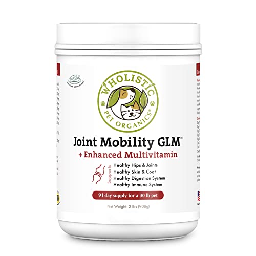 Wholistic Pet Organics Joint Mobility GLM: Dog Joint Health Supplement Glucosamine Chondroitin for Dogs Arthritis Pain Relief Hip and Joint Support Green Lipped Mussels for Dogs Large Breed