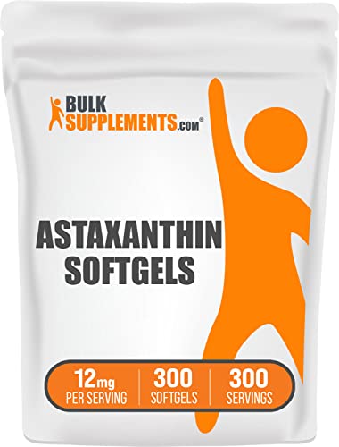 BULKSUPPLEMENTS.COM Astaxanthin 12mg Softgels - Astaxanthin Supplements - Antioxidants Supplement - Eye Supplements - 1 Astaxanthin Softgel per Serving, Astaxanthin Pills (300 Softgels)