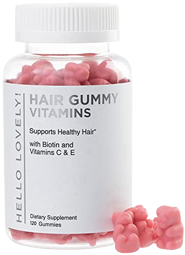 Hello Lovely! Hair Vitamins Gummies with Biotin 5000 mcg Vitamin E & C Support Hair Growth, Premium Vegetarian Non-GMO, for Stronger Beautiful Hair & Nails, Biotin Gummies Supplement - 120 Gummy Bears