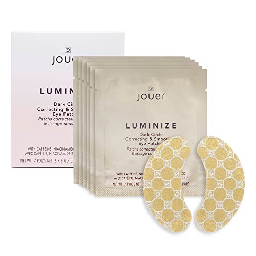 Jouer Luminize Dark Circle Correcting & Smoothing Eye Patches, Single Foil –, Fragrance Free, Caffeine Under Eye Patches, Eye Treatment, Paraben Free, Gluten & Cruelty Free