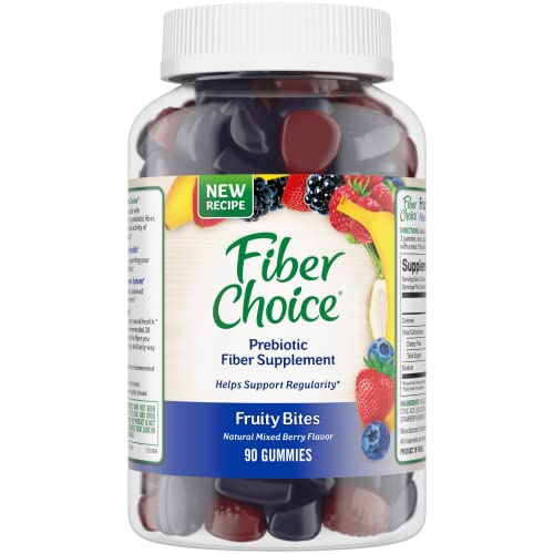 Fiber Choice Fruity Bites Daily Prebiotic Fiber Supplement Gummies, Mixed Berry, 90 Count