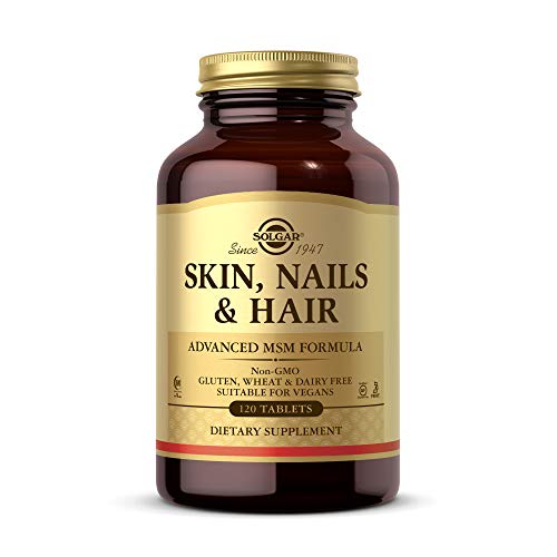 Solgar Skin, Nails & Hair, Advanced MSM Formula, 120 Tablets - Supports Collagen for Hair, Nail and Skin Health - Provides Zinc, Vitamin C & Copper - Non GMO, Vegan, Gluten & Dairy Free - 60 Servings