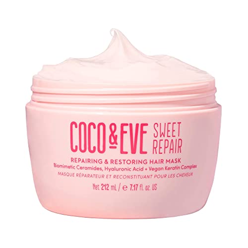 Coco & Eve Sweet Repair Repairing and Restoring Hair Mask. Blend of Biomimetic Ceramides, Hyaluronic Acid, Vegan Keratin. Repair Dry Damaged Hair by Heat or Chemical, Increase Hydration & Shine (7.2 fl oz)