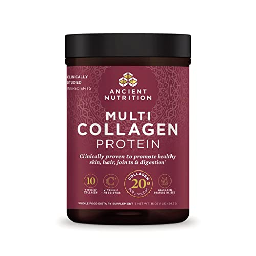 Ancient Nutrition Multi Collagen Powder Protein with Probiotics Unflavored (Unflavored, 45 Servings)