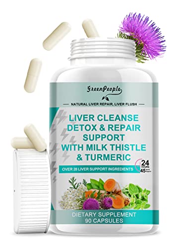 Liver Cleanse Detox & Repair Formula - Liver Supplement with Milk Thistle, Artichoke Extract, Oregano & Dandelion | 28+ Liver Care Nutrients for Liver Support - Silymarin Milk Thistle Detox Capsules