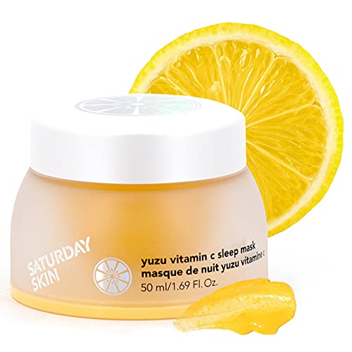 Saturday Skin Yuzu Vitamin C Sleep Face Mask Skin Care Retinol Niacinamide Face Moisturizer Brightening Sleeping Overnight Mask Facial Masks for Women, Korean beauty, Vegan Smooth Skin and Reduce Wrinkles Ideal for All Skin Types (1.69 Fl Oz 50ml)