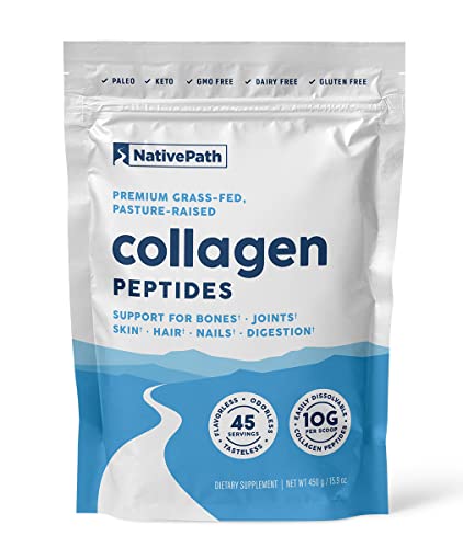 NativePath Collagen Peptides Protein Powder for Skin, Hair, Nails - Collagen Powder for Skin - 15.9 oz (45 Servings)