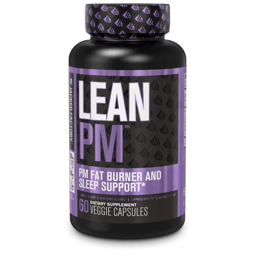 Jacked Factory Lean PM Night Time Fat Burner, Sleep Aid Supplement, & Appetite Suppressant for Men and Women - 60 Stimulant-Free Veggie Weight Loss Diet Pills