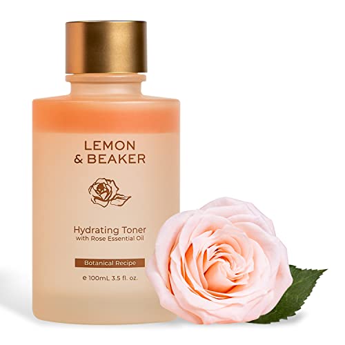 LEMON & BEAKER Hydrating Toner with Rose Essential Oil - Rejuvenating, Soothing Vegan Rosewater with Cruelty-Free 3.5 Fl Oz - Pore-minimasing Antioxidant Face Toner for All Skin Types