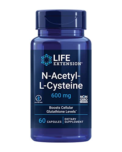 Life Extension N-Acetyl L-Cysteine 600mg - Powerful Antioxidant NAC Supplement For Liver Health and Healthy Glutathione Levels Support - Gluten Free, Non-GMO, Vegetarian - 60 Capsules