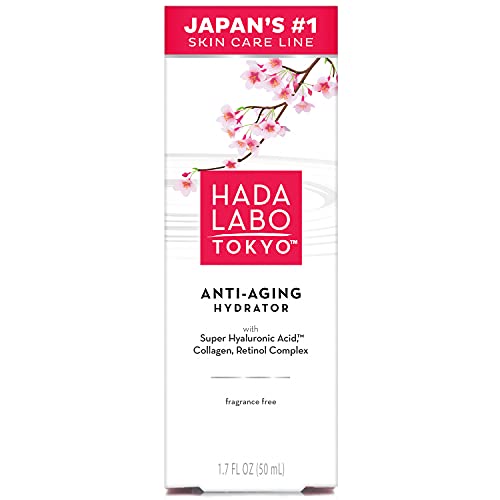 Hada Labo Tokyo Anti-Aging Hydrator 1.7 Fl. Oz - with Super Hyaluronic Acid, Collagen and Retinol Complex - lightweight anti aging serum helps increase firmness and elasticity, fragrance free