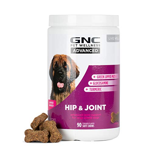 GNC Pets Advanced Dog Hip & Joint Dog Supplements | 90 Ct Soft Chew Dog Supplements for Hip and Joint Health for Large Breed Dogs | Easy to Chew Dog Supplements Made in The USA