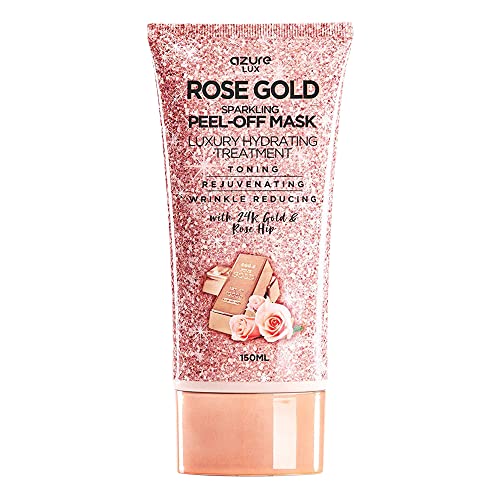 AZURE Rose Gold Hydrating Peel Off Face Mask- Anti Aging, Toning & Rejuvenating - Removes Blackheads, Dirt & Oils - With 24K Gold and Rose Hip Oil - Skin Care Made in Korea - 150mL / 5.07 fl.oz.