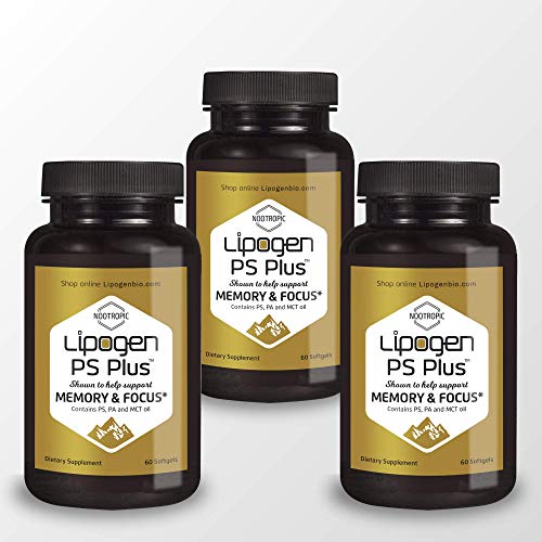 Lipogen PS Plus – Brain Supplement for Memory, Focus and Clarity – Brain Booster – Memory Supplement for Brain - Clinically Proven Formula (180 Softgels)