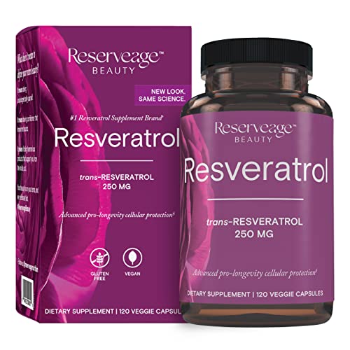 Reserveage, Resveratrol 250 mg, Antioxidant Supplement for Heart and Cellular Health, Supports Healthy Aging, Paleo, Keto, 120 Capsules