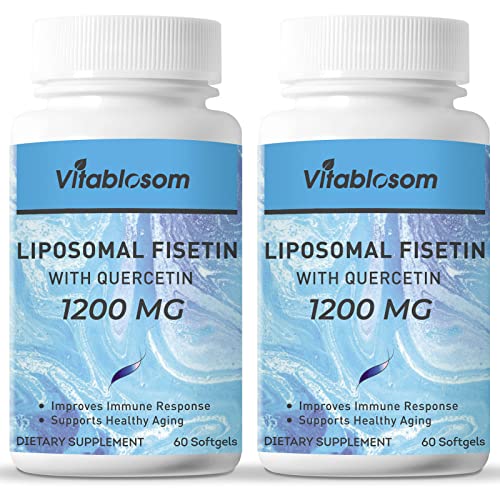 Vitablosom Liposomal Fisetin 1000mg with Quercetin 200mg Supplement per Serving-Antioxidants for Women,Men,Bioavailable Polyphenols Supplements Non-GMO,Non-Gluten