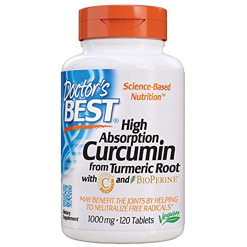 Doctor's Best Curcumin From Turmeric Root with C3 Complex & BioPerine, Non-GMO, Gluten Free, Soy Free, Joint Support, 1000 mg, 120 Tablets