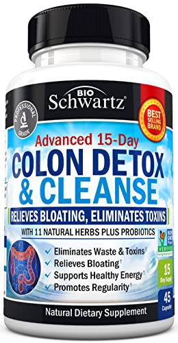 Colon Cleanser and Detox for Weight Loss & Digestive Support - 15 Day Fast-Acting Extra Strength Cleanse with Probiotic Fiber Plus Noni for Constipation Relief & Bloating Support, Non-GMO, 45 Count