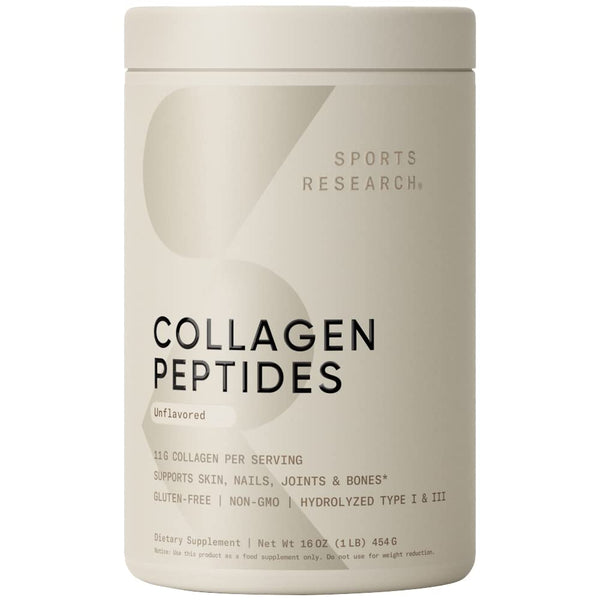 Sports Research Collagen Powder Supplement - Vital for Workout Recovery, Skin, & Nails - Hydrolyzed Protein Peptides - Great Keto Friendly Nutrition for Men & Women - Mix in Drinks (16 Oz)