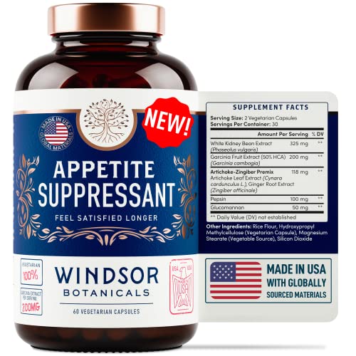 Appetite Suppressant for Weight Loss - Garcinia Cambogia, Glucomannan Appetite Control Supplements and Metabolism Booster for WeightLoss - Lose Weight Fast for Women and Men - 60 Veggie Diet Pills