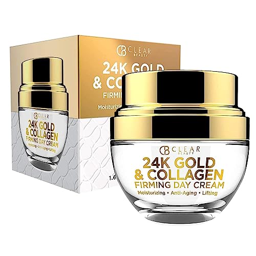 Clear Beauty (Formerly Clair 24K Gold and Collagen Daily Face Moisturizer - Reduces Age Spots, Fine Lines & Wrinkles, Lifting & Firming Day Cream - Cruelty Free Korean Skincare For All Skin Types