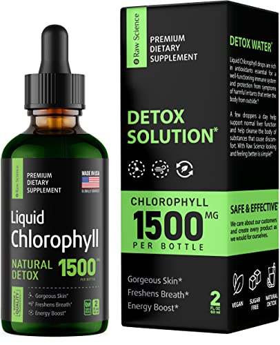 Chlorophyll Liquid Drops - Organic Chlorophyll - Natural Energy Boost – Made in USA – Fast Absorbing Liquid Chlorophyll Supplement – Immune Support & Internal Deodorant – Non GMO Vegan – Detox Liquid